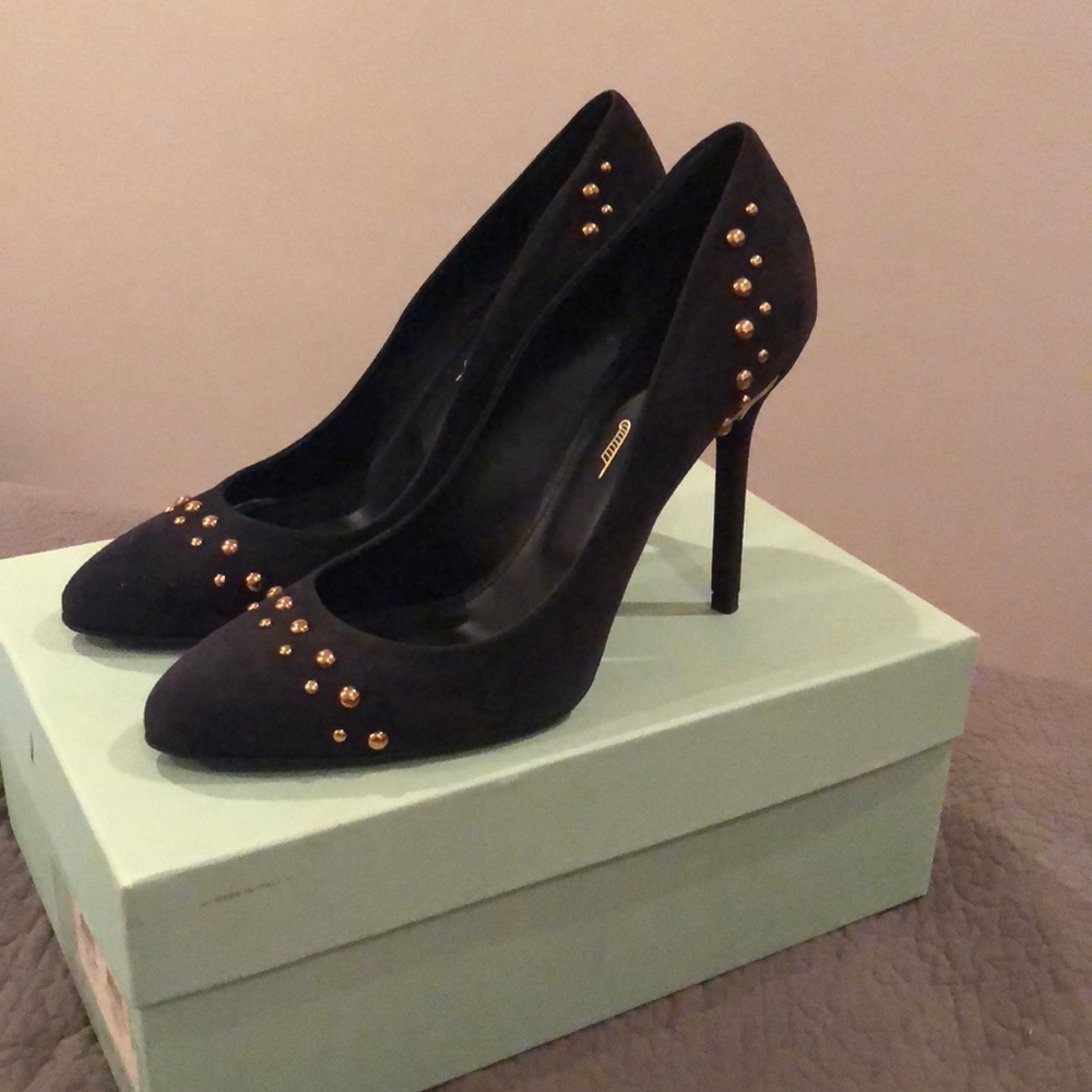 Maiyet black suede studded heels eu 39/ us 9